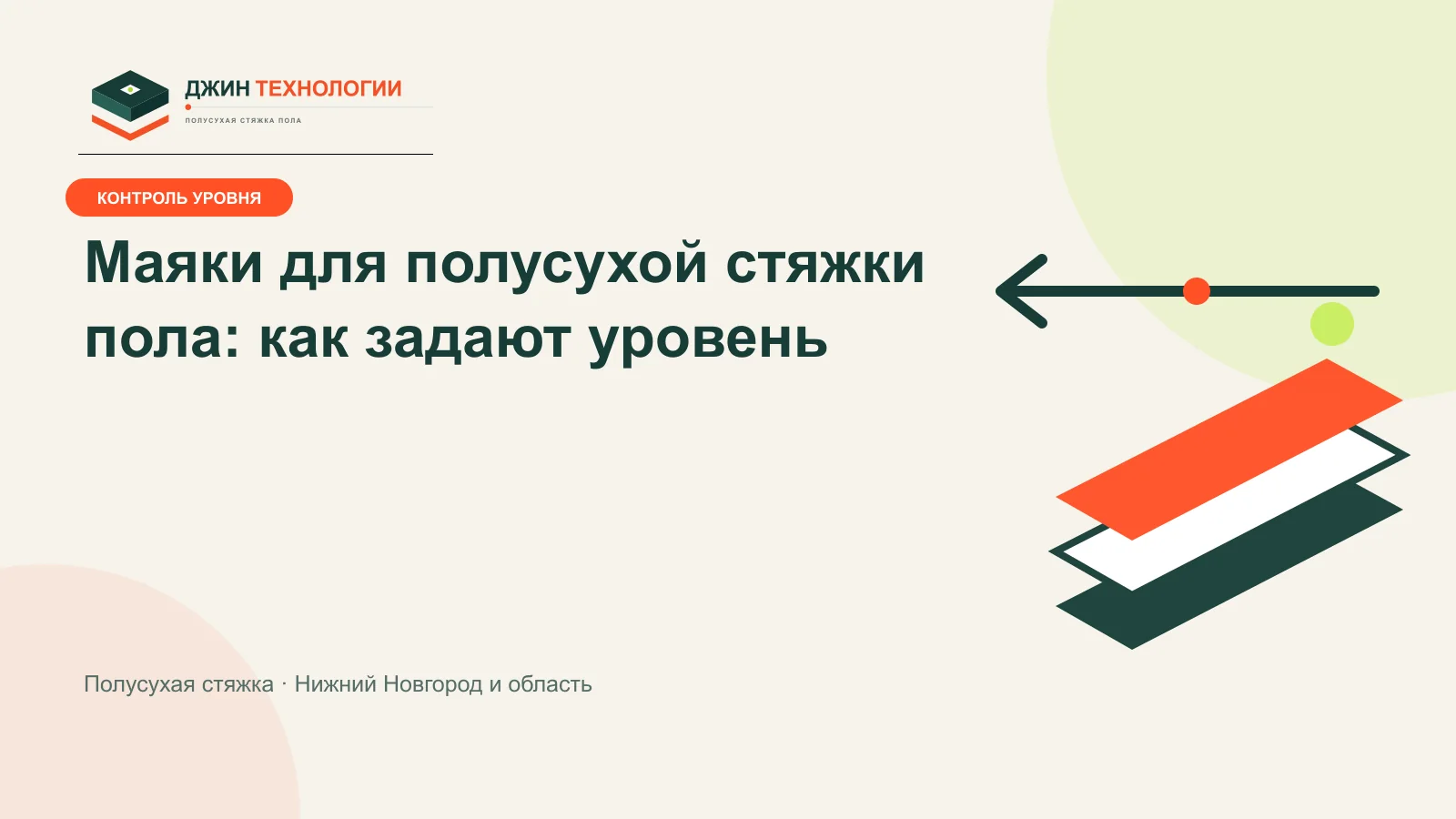 Брендированная инфографика о маяках, лазерном уровне и плоскости полусухой стяжки