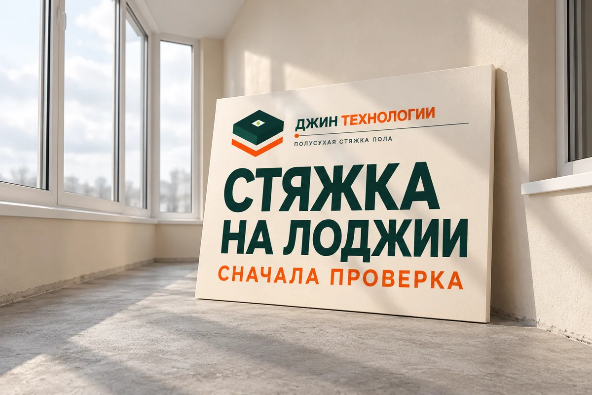 Редакционная ИИ-иллюстрация: нейтральный интерьер лоджии с брендированным макетом, не фотография выполненного объекта