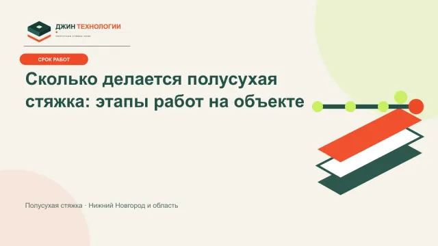 Инфографика этапов и времени устройства полусухой стяжки